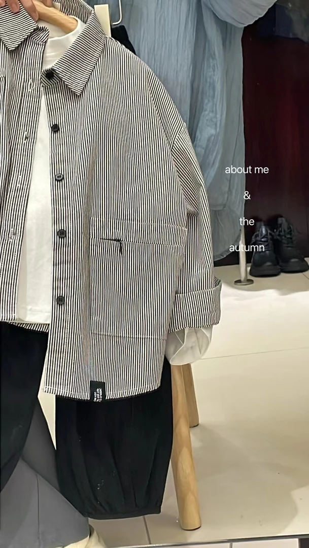 挺阔有型~男童清爽条纹衬衫外套2024秋季儿童春秋款韩版长袖衬衣