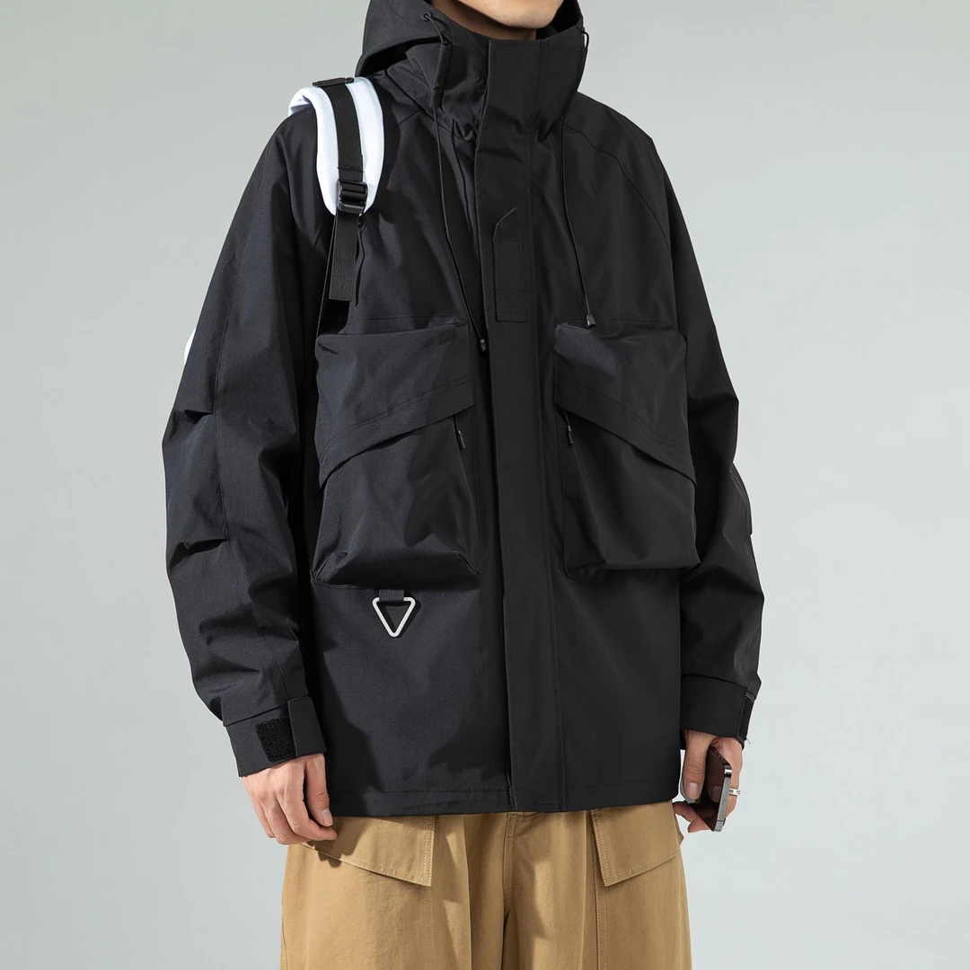 2024年连帽防风夹克冲锋衣三合一户外登山服潮牌宽松外套男5043