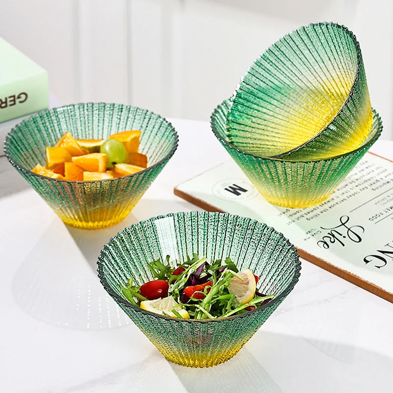 斯威迩高颜值创意渐变色玻璃碗个性沙拉碗沙拉碗米饭碗大容量家用