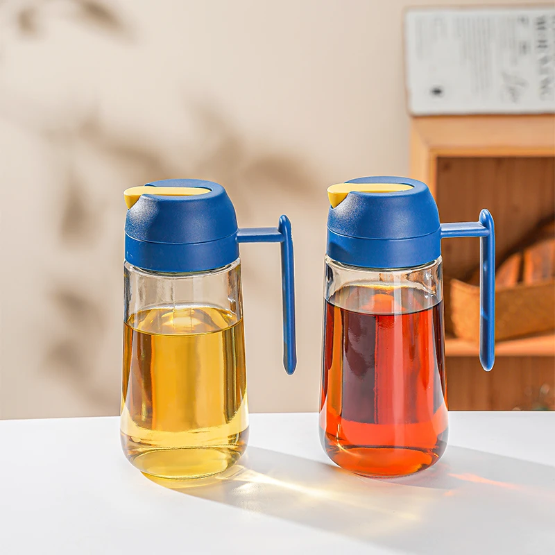 【油壶装油玻璃】家用厨房可爱多过滤自动开合油壶便携密封带盖