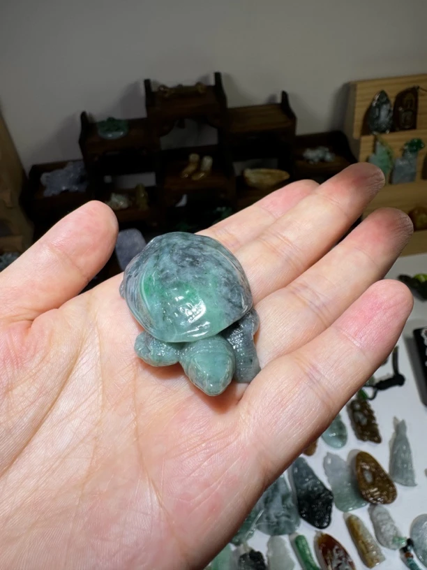 天然缅甸A货翡翠 乌龟摆件