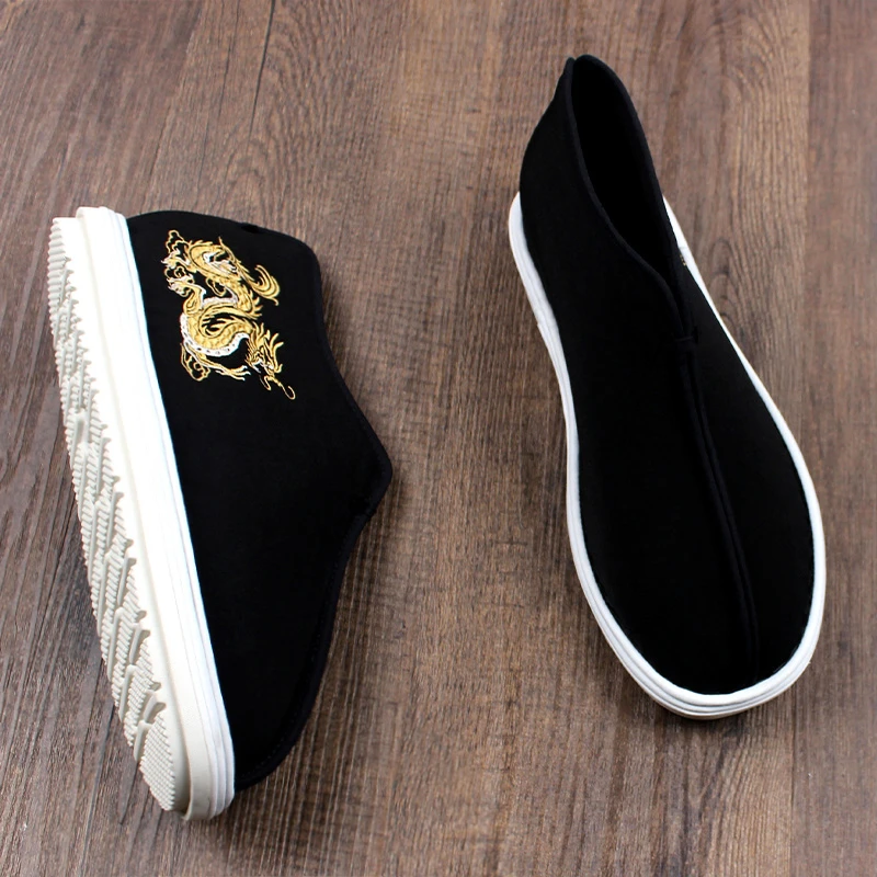 冬季新款高帮老北京布鞋男加绒保暖千层底防滑中式僧鞋中帮一脚蹬