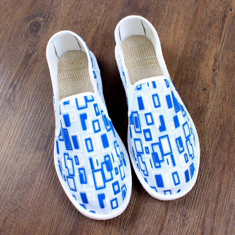 夏季新款老北京布鞋男网面镂空透气网鞋手工软底轻便网状潮流工作