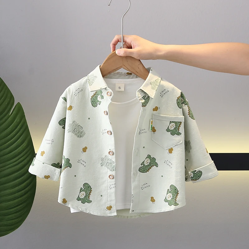2024新款男童秋装宝宝长袖全棉衬衫婴儿童装春秋衣服外套小童装潮