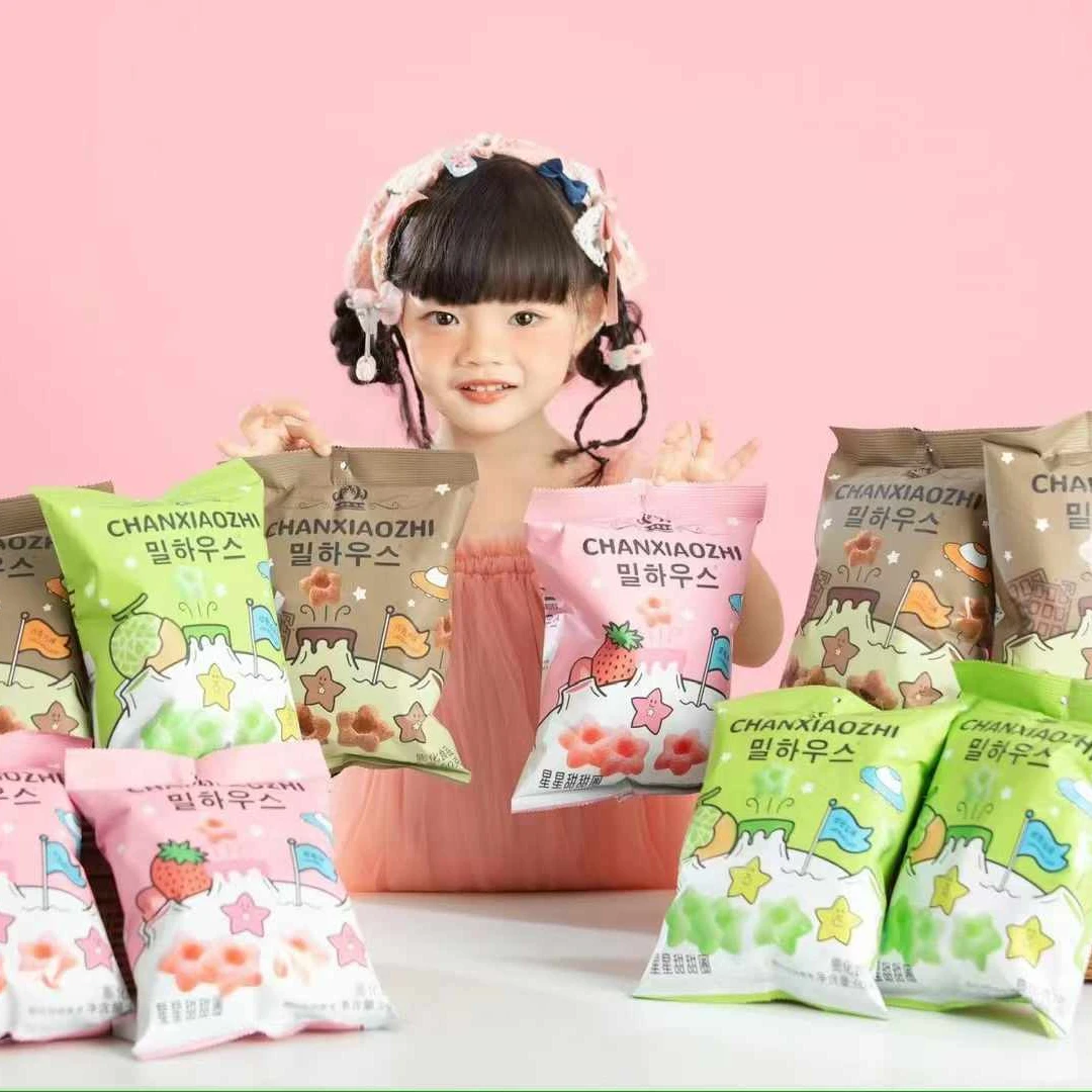 韩国风味五角星甜甜圈草莓巧克力哈密瓜味膨化零食