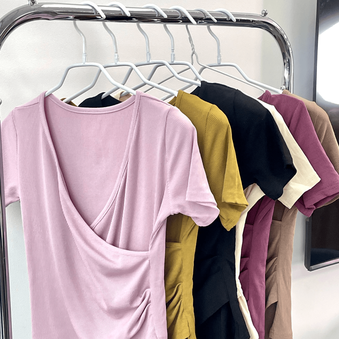 【交叉短袖】舞洲丹斯现代古典芭蕾跳舞练功显瘦气质长袖夏季修身