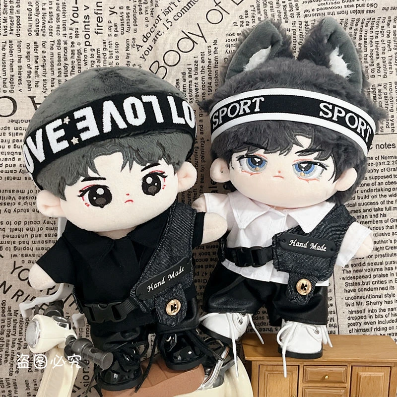 现货男棉花娃娃衣服20cm厘米酷酷男友风发带套装鞋子明星公仔换装