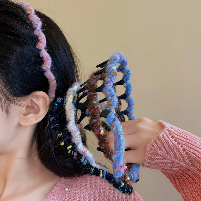 秋季韩系毛线缠绕波浪发箍可爱高颅顶不伤发头箍甜美时尚气质发饰