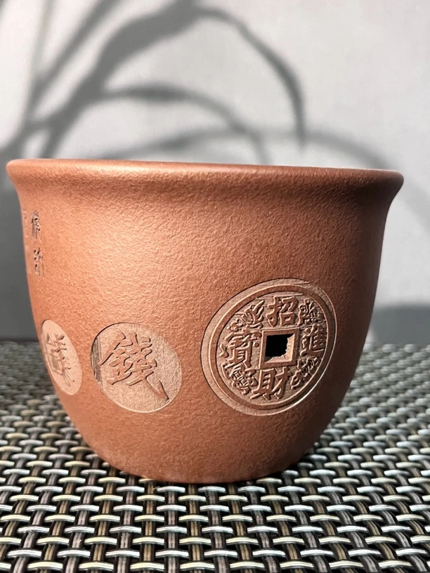 A43宜兴原矿紫砂紫泥双层杯120cc正品收藏茶具