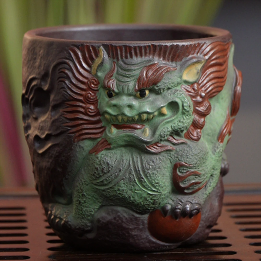 10001宜兴原矿紫砂茶器全手工雕塑主人杯160cc正品高货