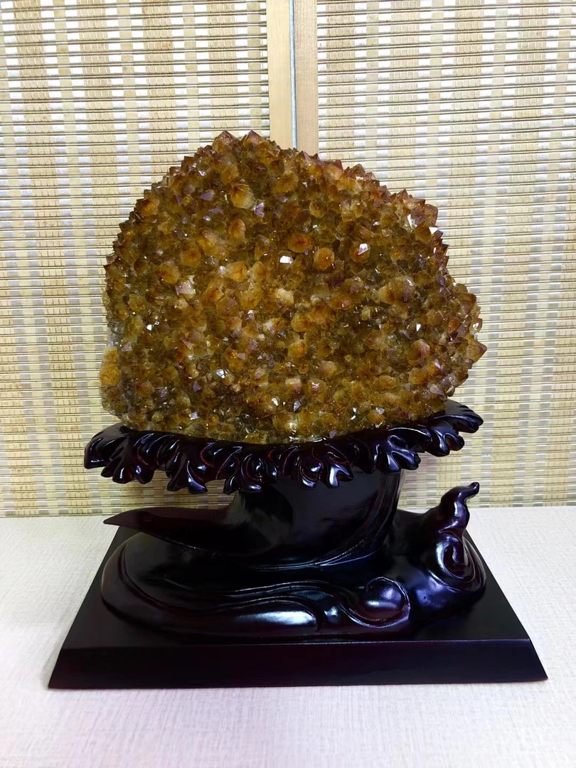 巴西进口黄水晶花摆件