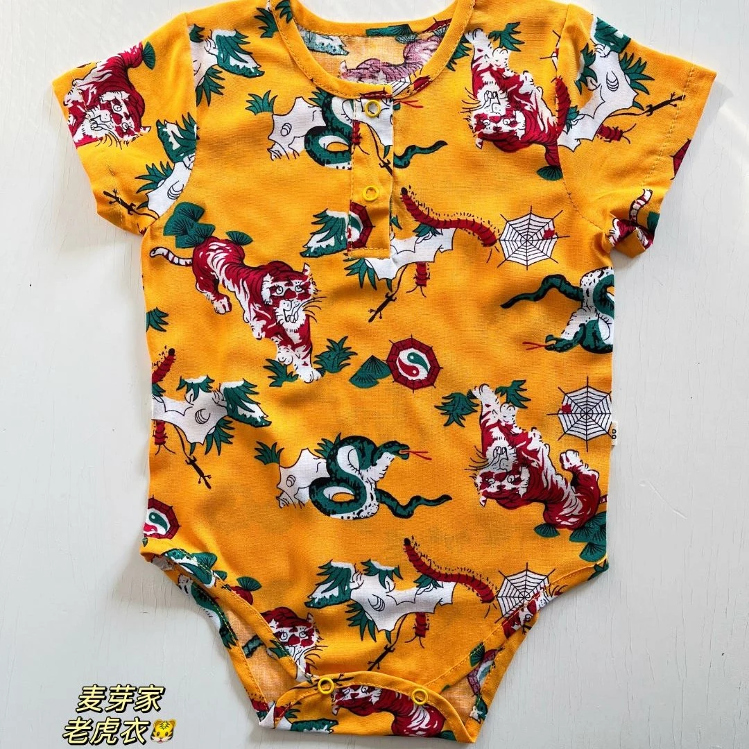 包屁衣款老虎衣宝宝绵绸爬服儿童连体碎花时尚夏款