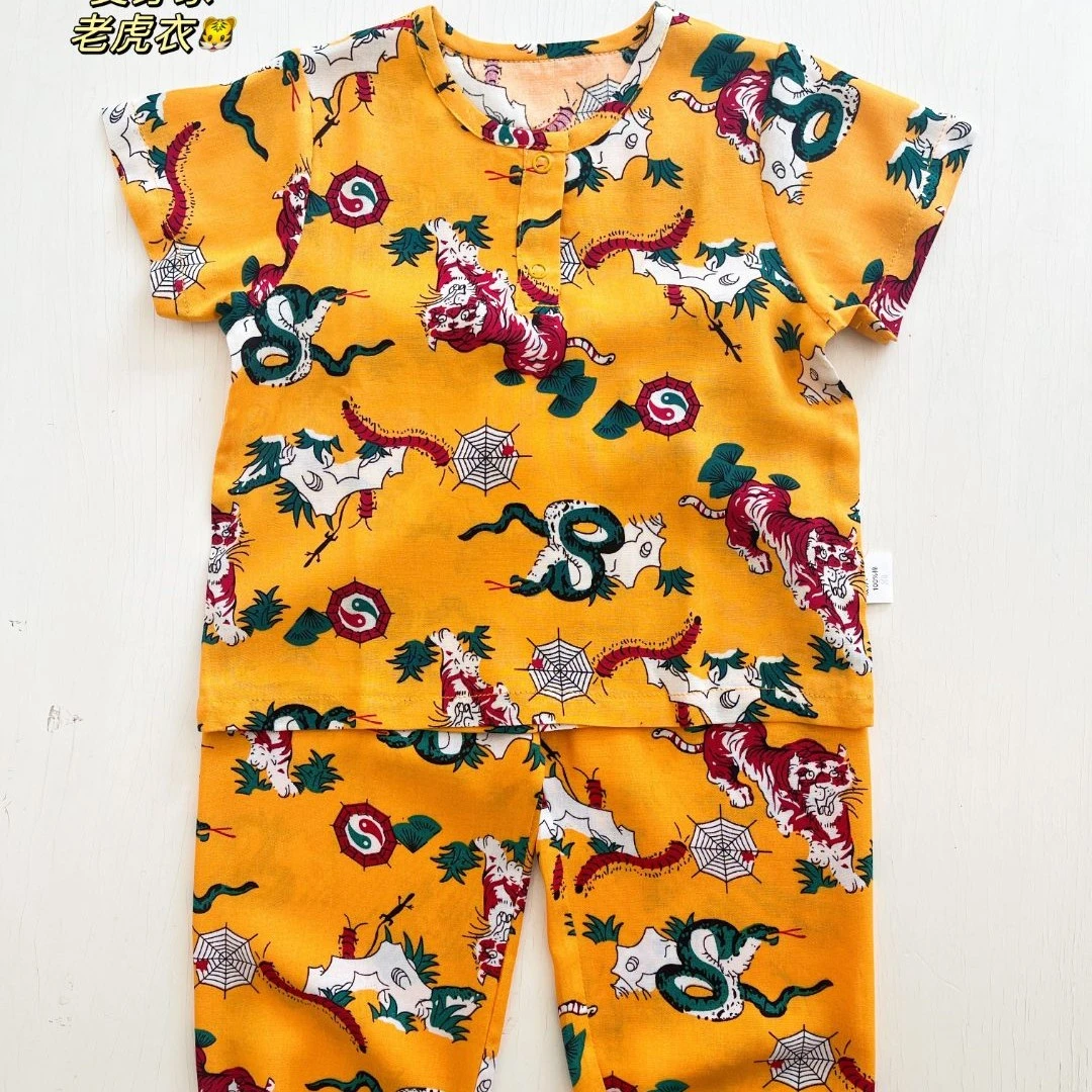 短袖灯笼裤两件套老虎衣，宝宝绵绸套装夏季夏装夏款儿童童装潮酷