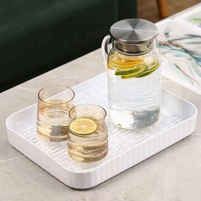 杯子沥水盘家用客厅托盘长方形茶盘水果盘塑料沥水篮分层沥水杯架