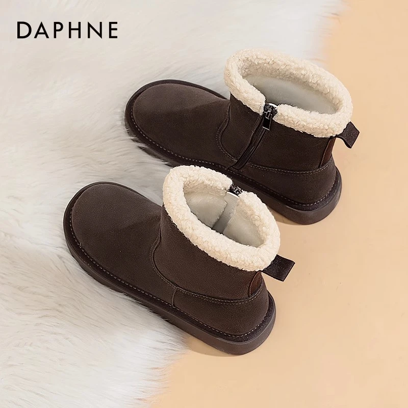 达芙妮厚底雪地靴女冬季2025新款年加绒加厚毛毛短靴保暖东北棉鞋