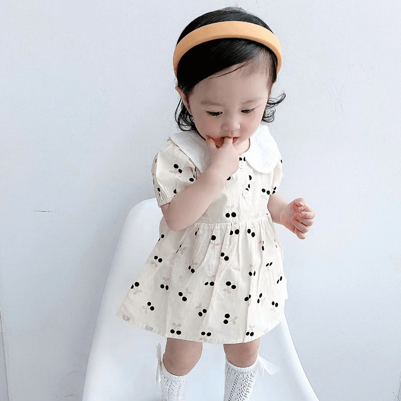 白色樱桃娃娃领包屁超萌婴儿爬爬服包屁