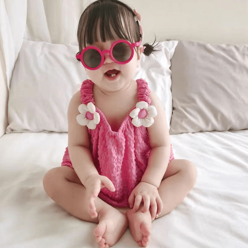 夏季新款皱皱纱花朵吊带包屁洋气连体三角包屁清新公主好看包屁