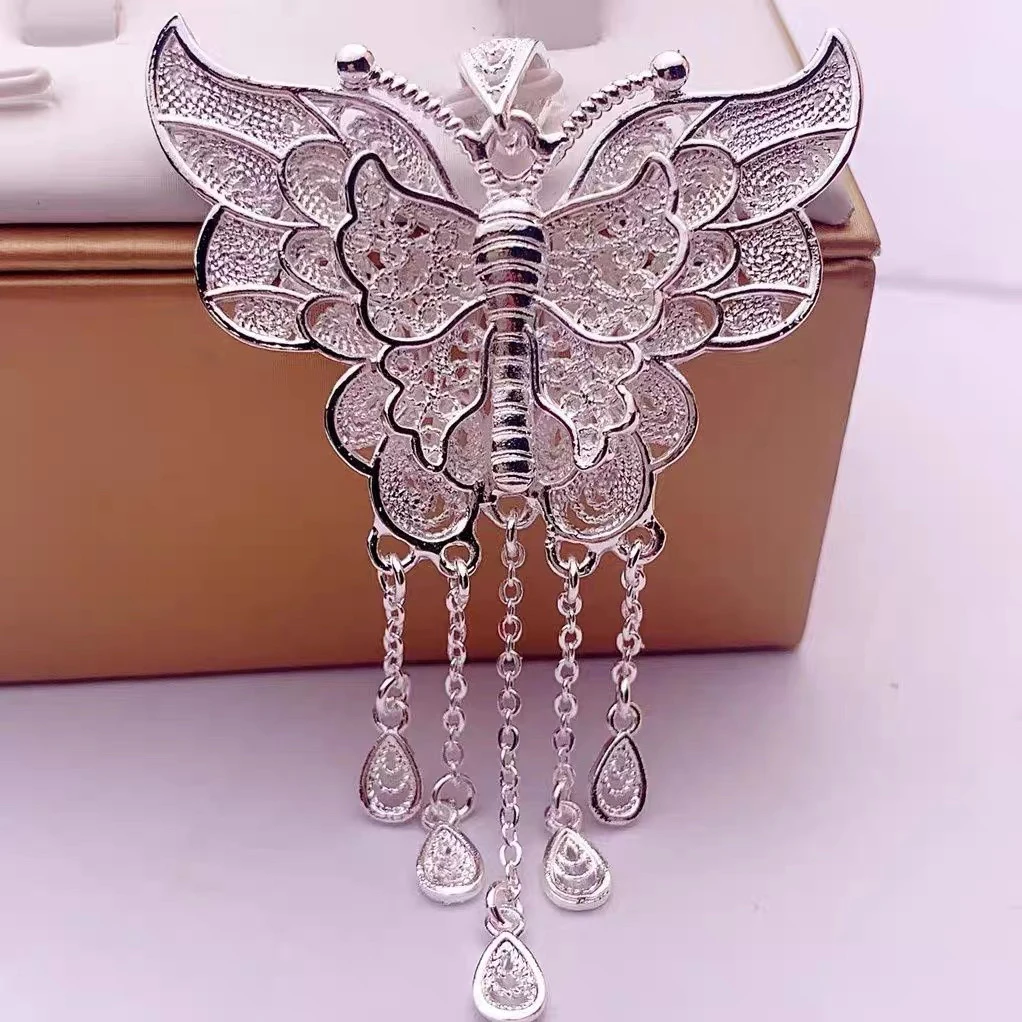 吊坠足银 足银蝴蝶吊坠（单吊坠）