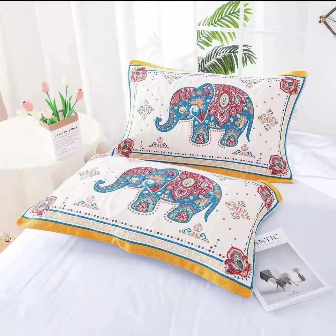 【枕巾合集一对】『上下宽边』50*80全棉A类纱布枕巾透气吸汗