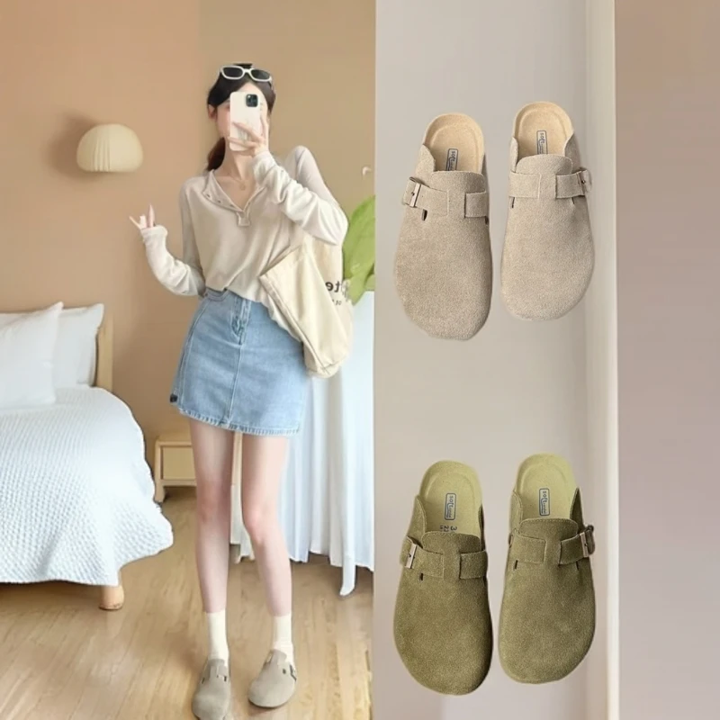 厚底勃肯鞋女外穿2025爆款新款网红博肯鞋时尚软底复古包头半拖鞋