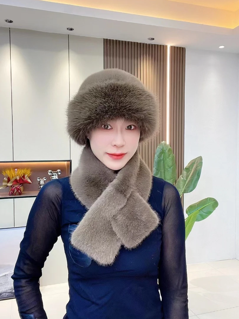 秋冬护耳帽女士加绒加厚防风蒙古帽毛绒时尚百搭保暖围脖冬天女款