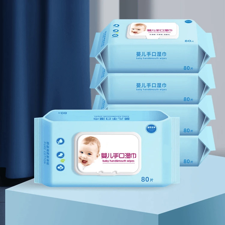 【直播专属】湿巾80抽带盖清洁润肤抽取式湿巾无香家庭绵柔手口