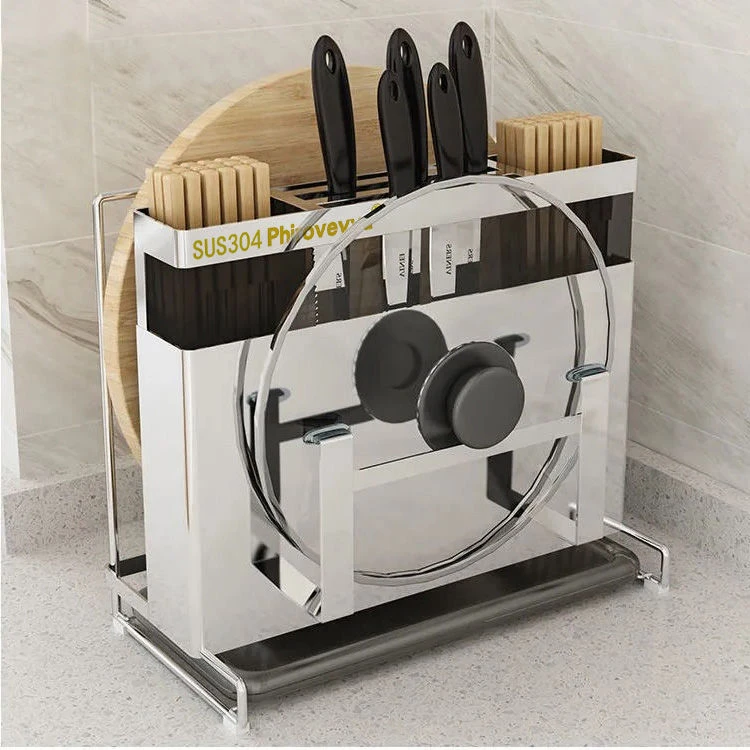 辉卫厨房不锈钢收纳架刀具锅盖菜板抹布台面用品置物架水槽沥水架