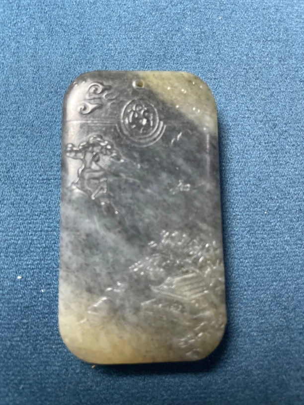 和田玉青花山水牌