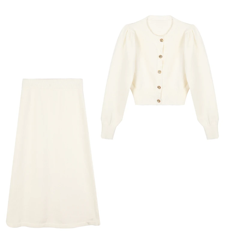 【千寻严选】「温柔姐姐」Q3TZ3989A小香风长袖短上衣半身裙甜美套装