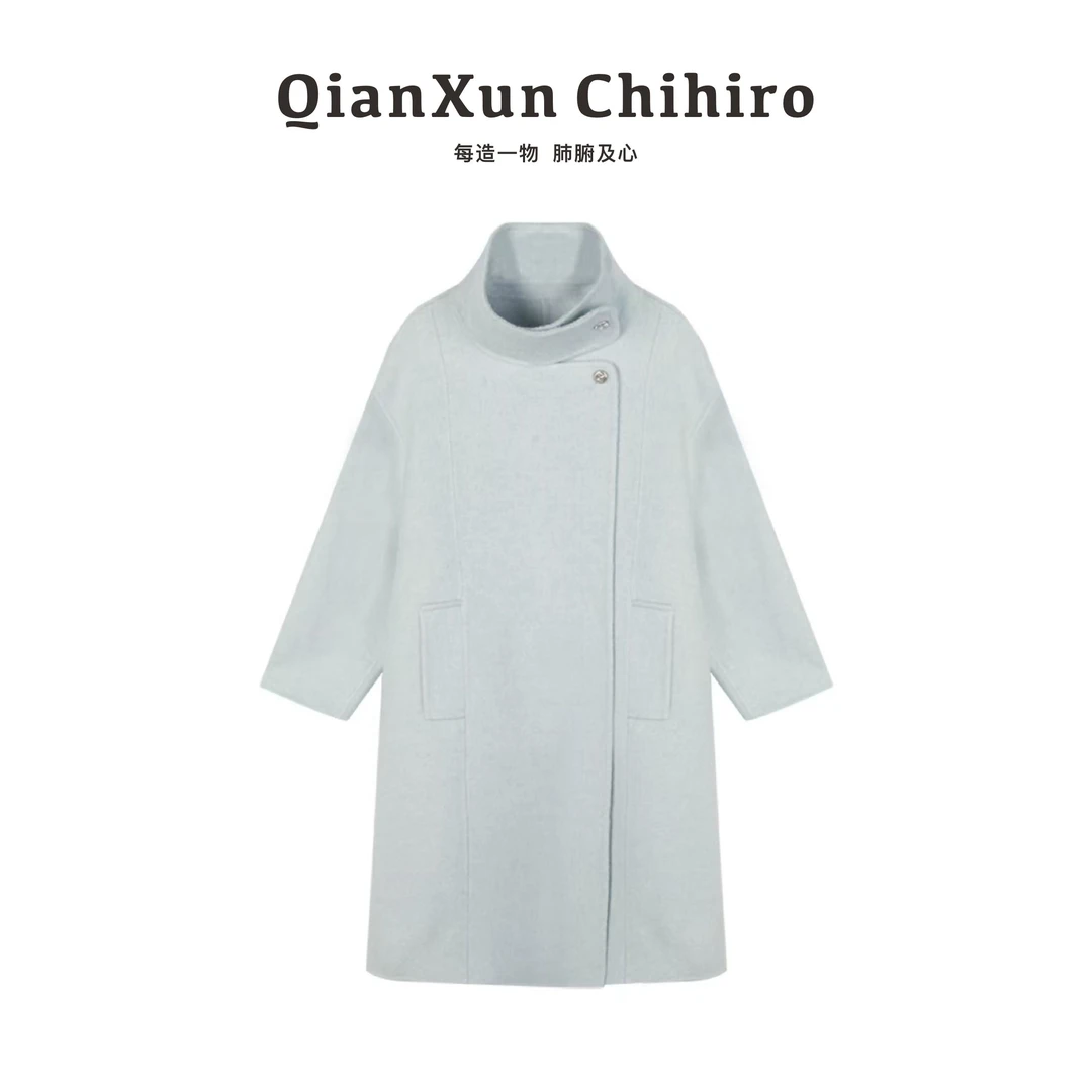 「芬兰雪镜」QXX4DY0918A复古文艺气质宽松中长款上衣毛呢外套大衣