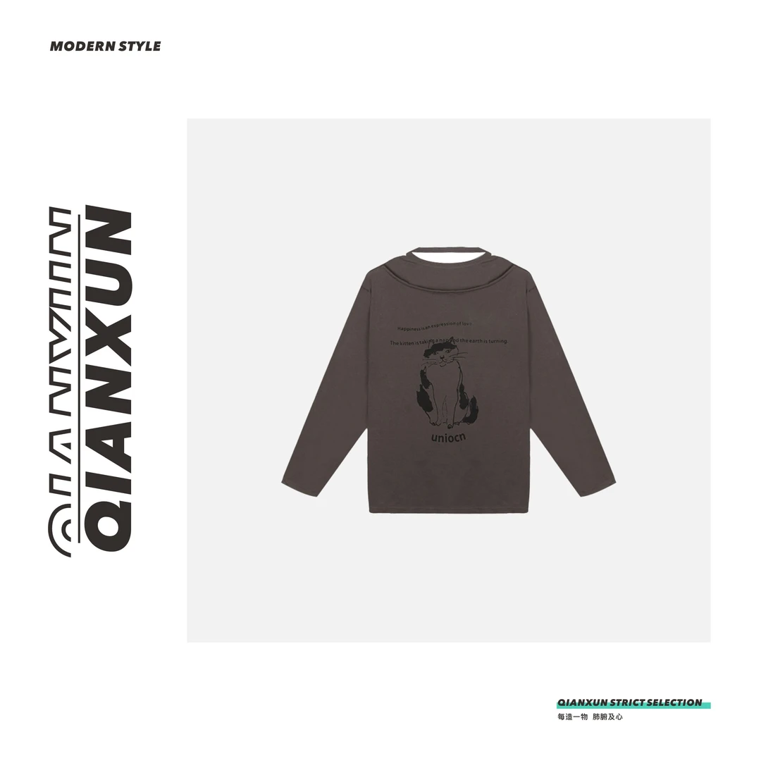 千寻严选●趣味图案印花圆领上衣女时尚纯色宽松显瘦C4SY5070A清凉