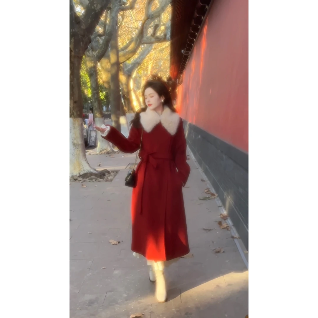 【千寻严选】JJD3WT371C气质显瘦设计感毛领羽绒呢子上衣