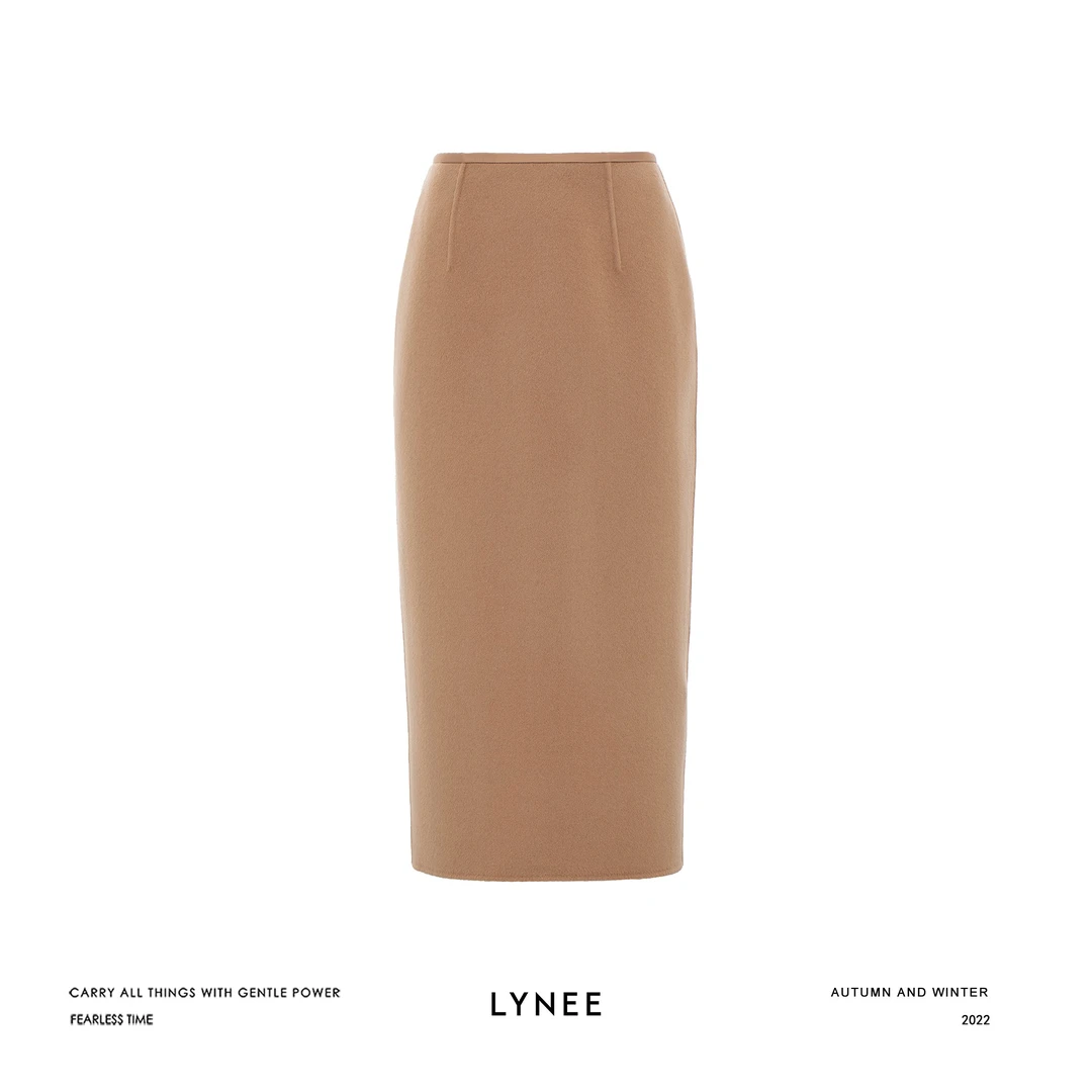 LYNEE设计师品牌【黑标系列】包光边双面呢直筒半身裙LGD2CAW305