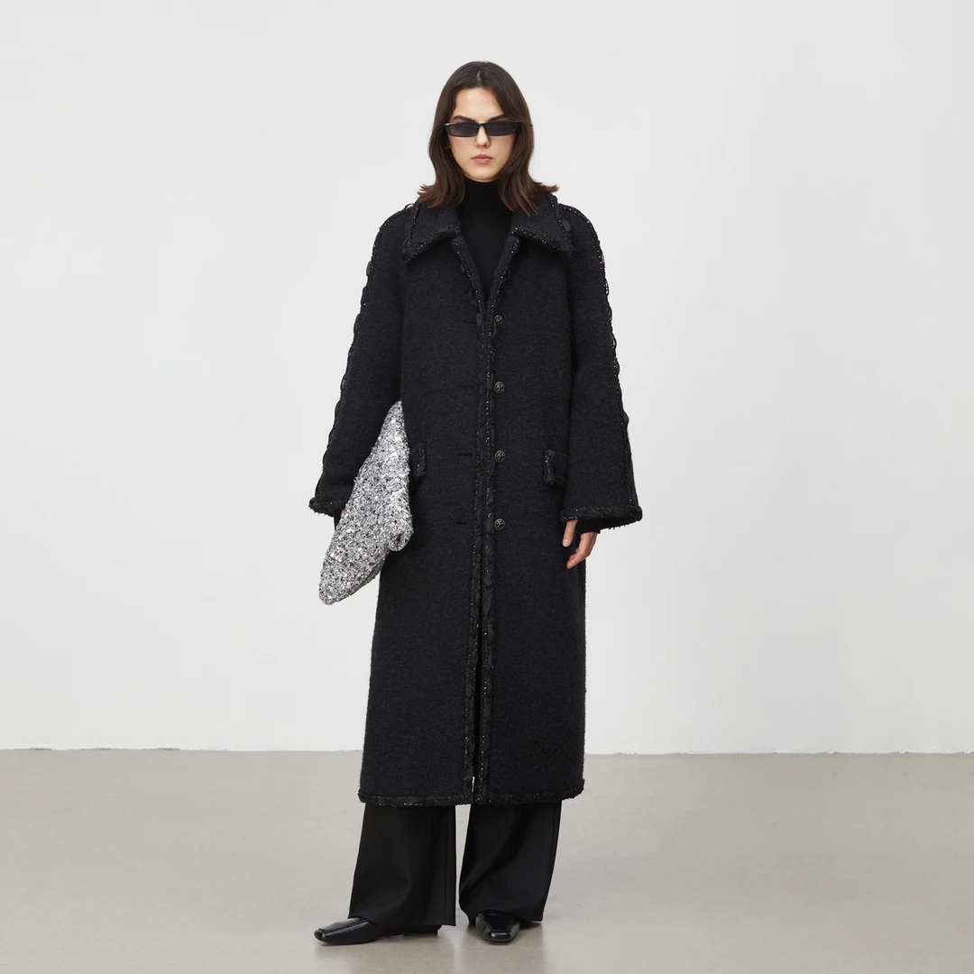 LYNEE 重工手工编织小香风花边大衣 LGD2DAW262