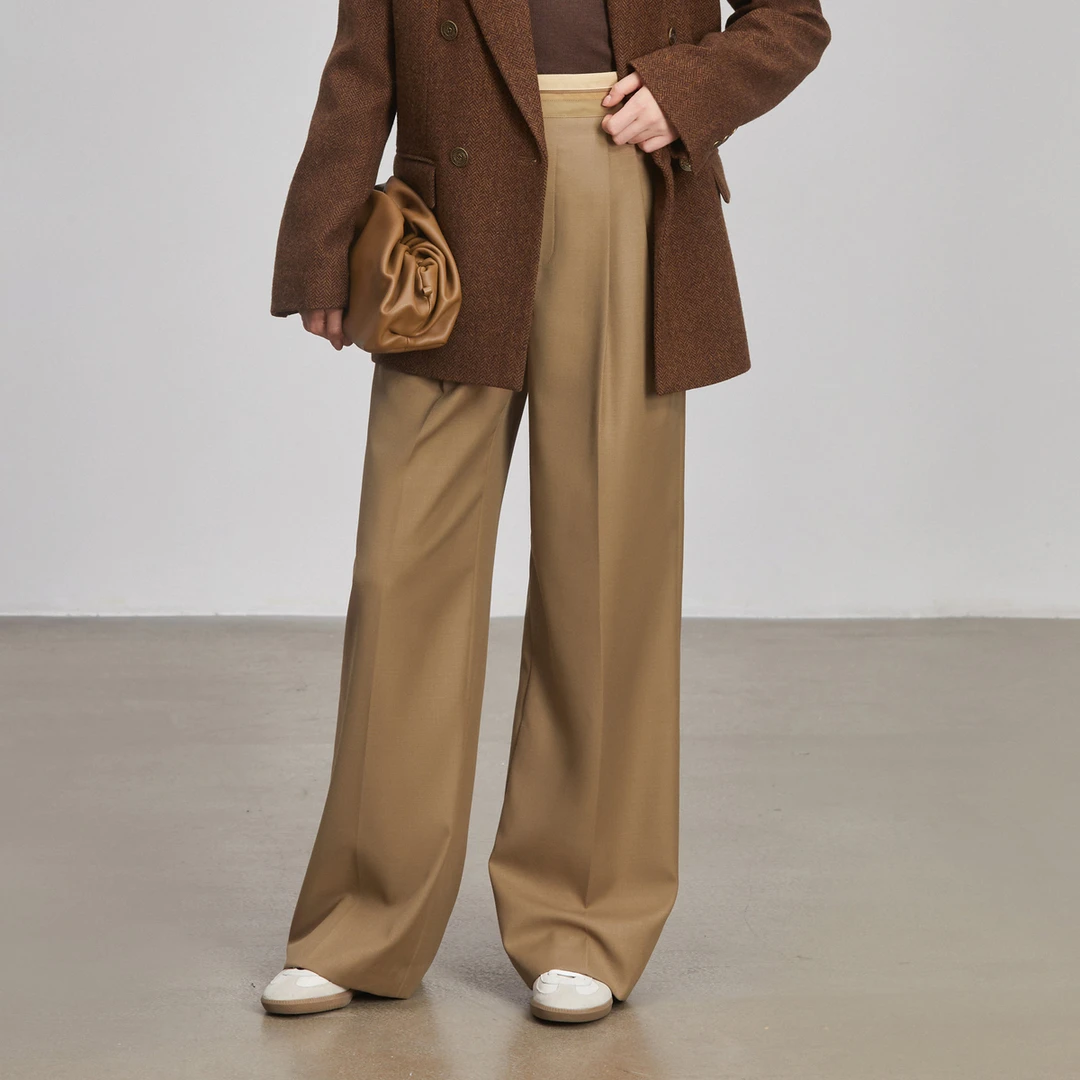 LYNEE 宽松反腰头西裤垂感直筒阔腿裤女 LGD2DAW250