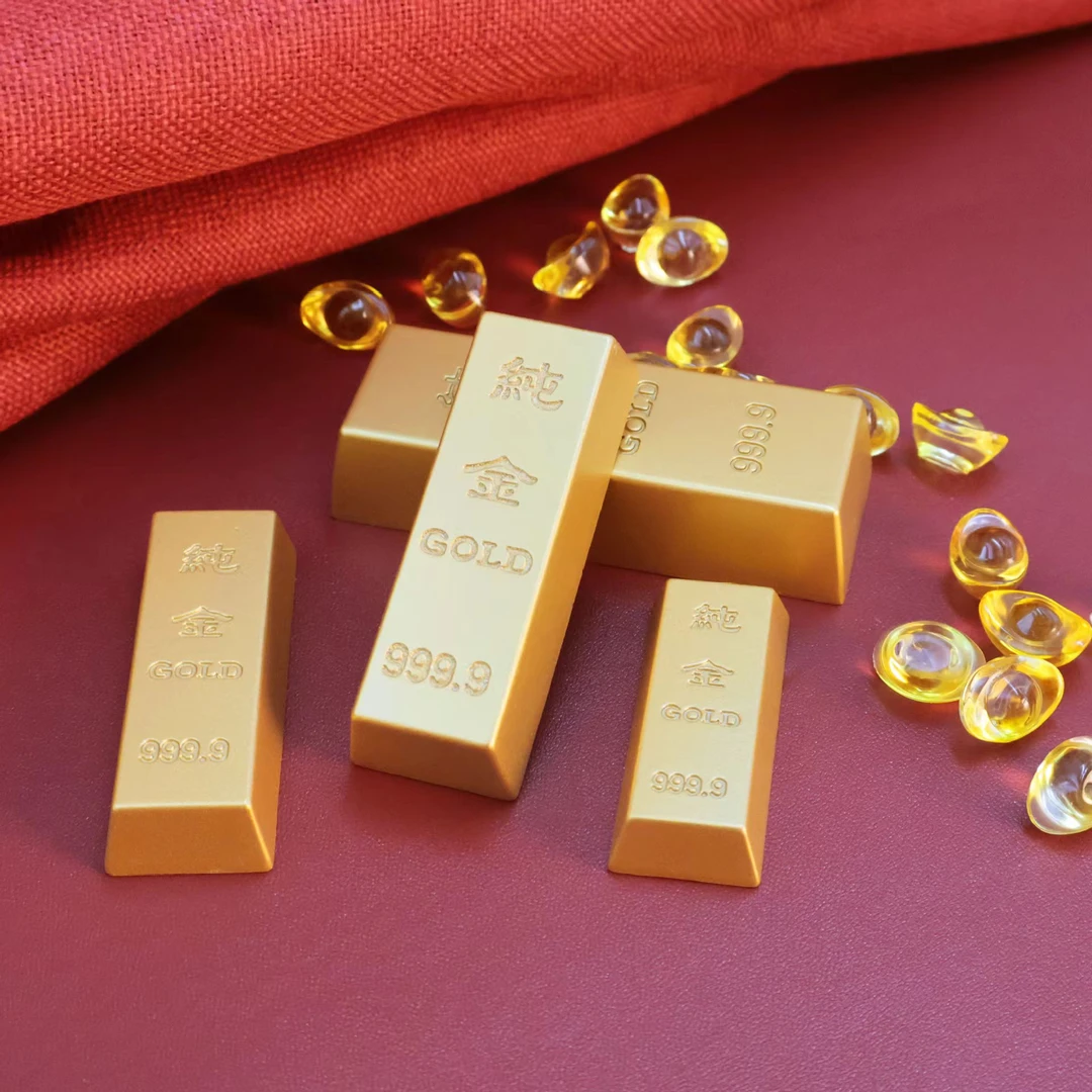 实心仿真金条合金材质创意家居金砖小摆件金属镇纸店铺开业小礼品