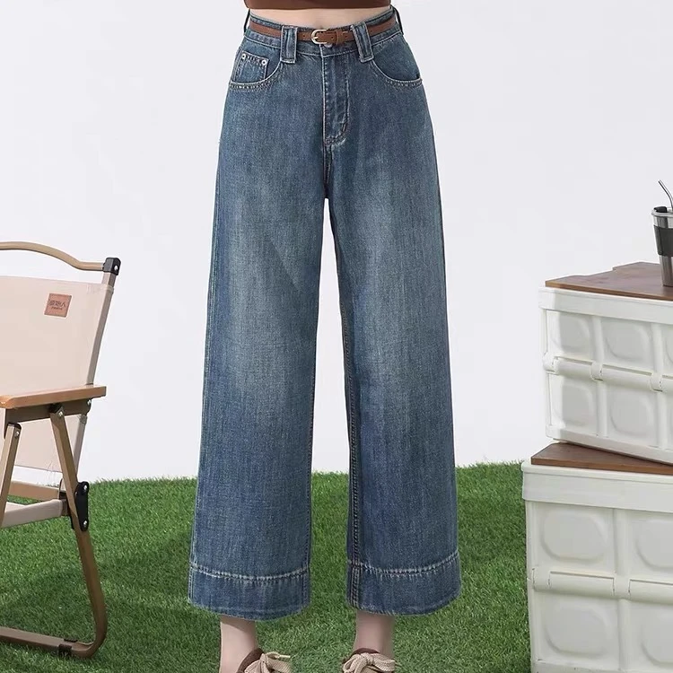 饼干 高品质孤品牛仔裤女 默认微瑕显瘦高腰时尚百搭夏季复古宽松