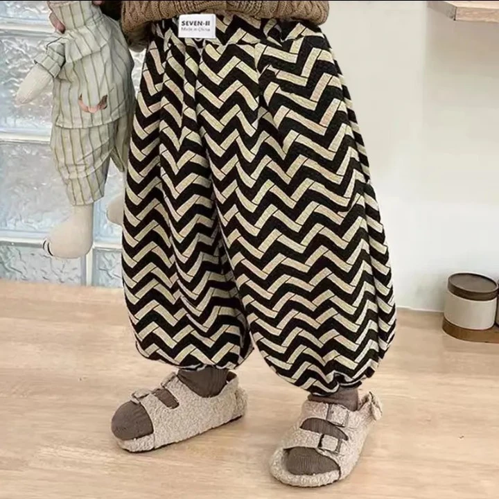 男童裤子洋气春装新款女童春秋灯芯绒灯笼裤中小童宽松长裤灯笼裤