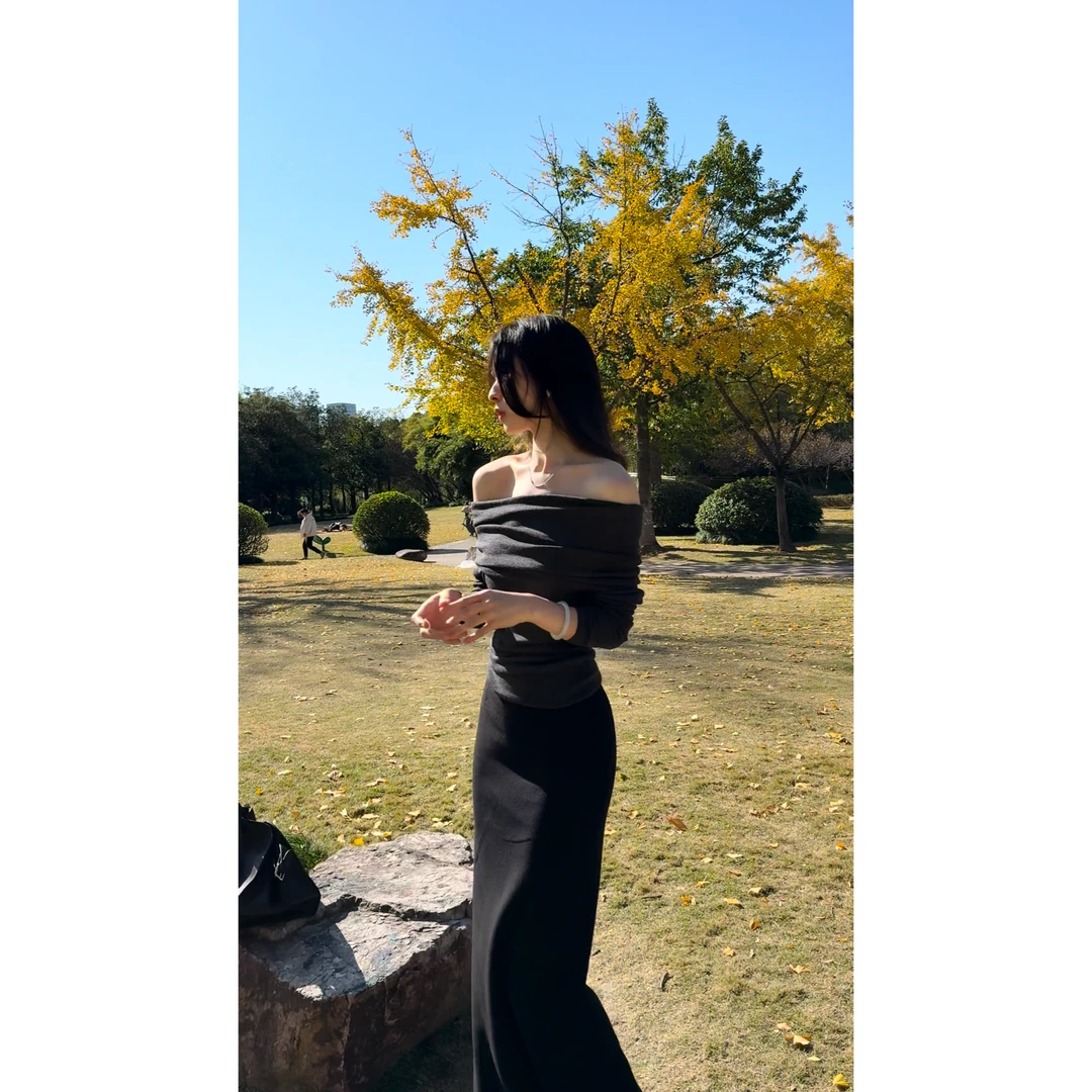 【缪斯】秋冬极简一体腰百搭长裙松紧腰半身裙