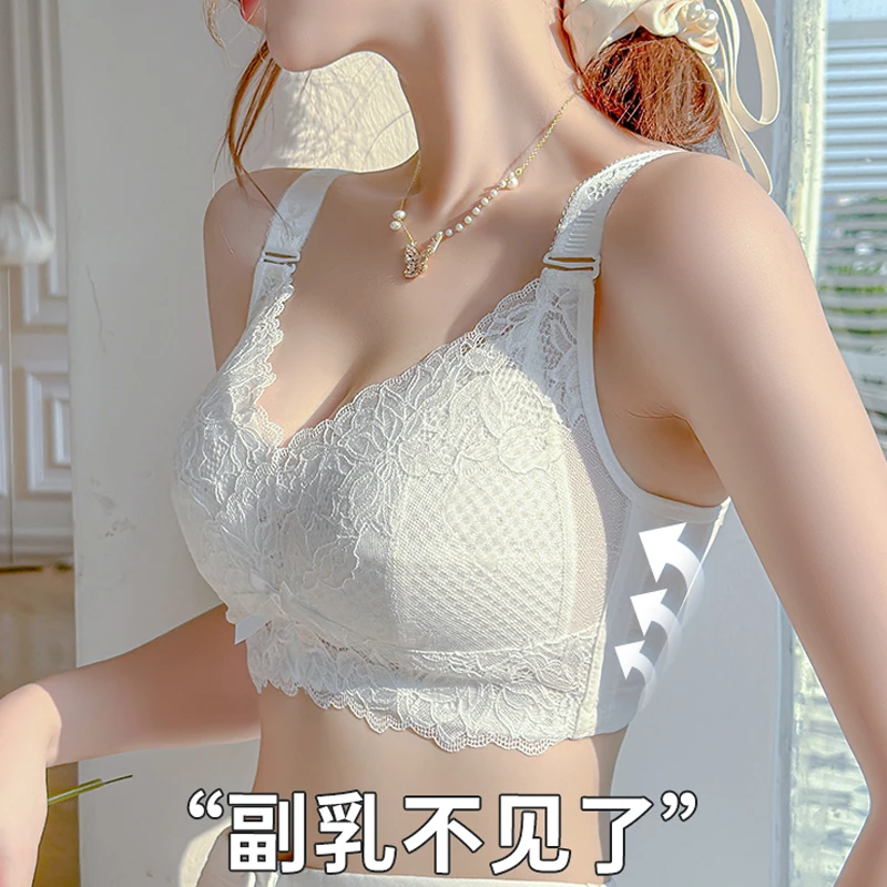大码内衣女薄款大胸显小收副乳防下垂上托超薄无钢圈无海绵文胸罩