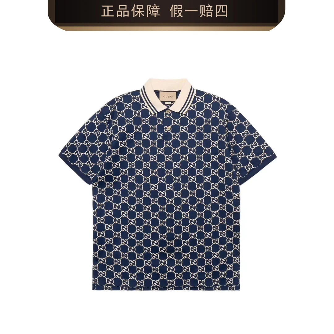 GUCCI/古驰正品GG提花海军蓝Polo衫2421008