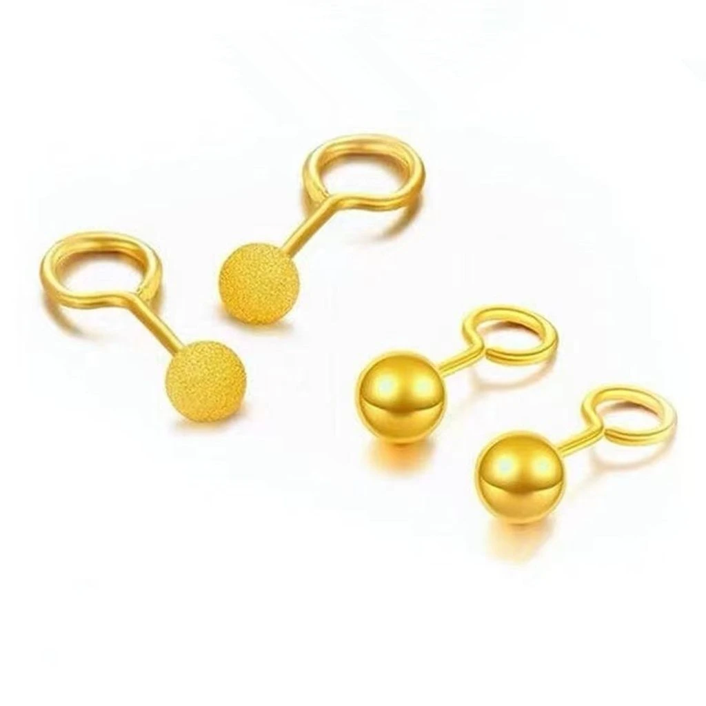 合金耳饰 时尚个性弯钩款圆珠光面磨砂耳钉女款时尚光珠亮面耳饰