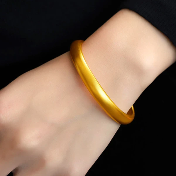 合金手镯 古法心经手镯女款传承哑光素圈素款时尚百搭黄金色镯子