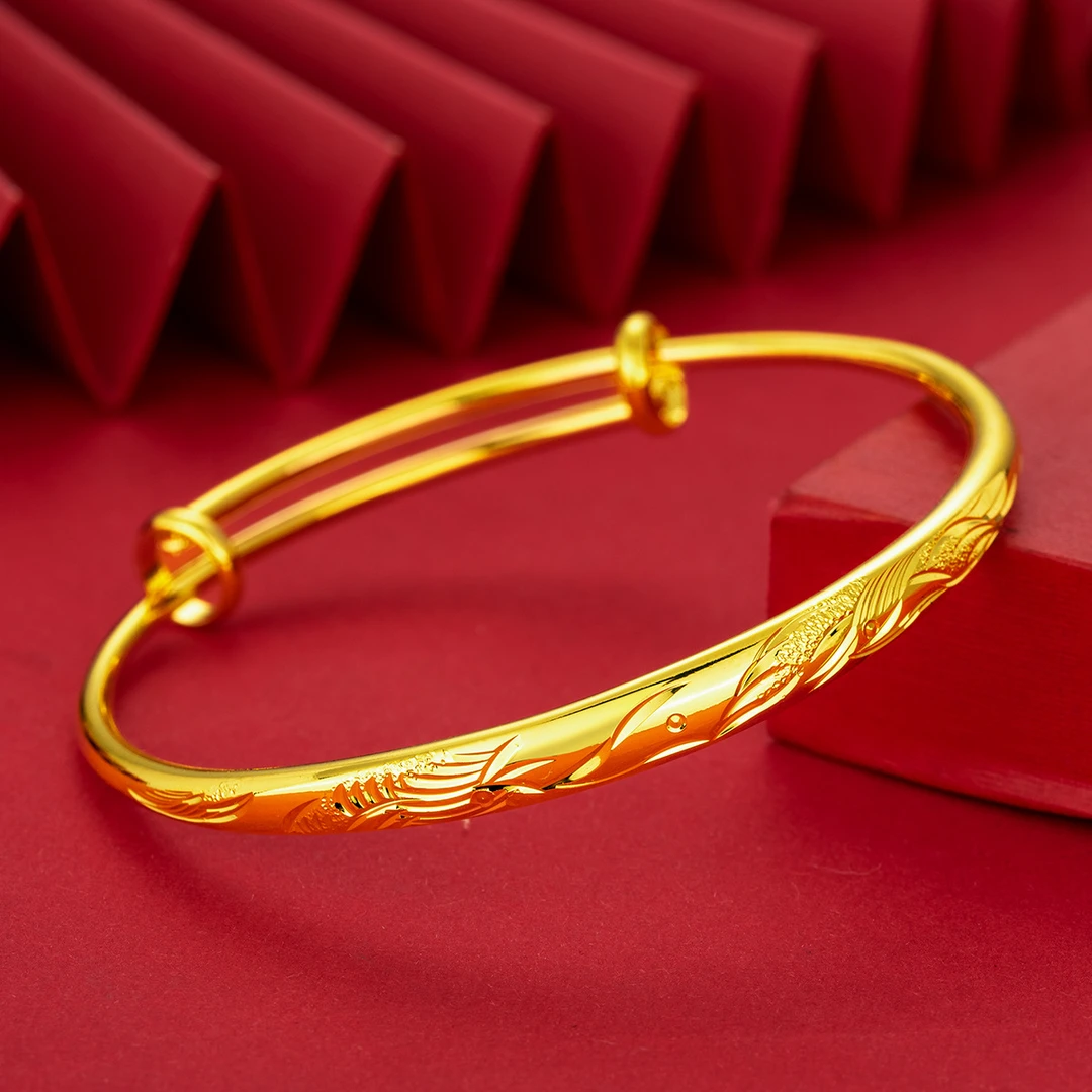 合金手镯 精美气质龙凤呈祥手镯女款 时尚百搭古法传承素款首饰品