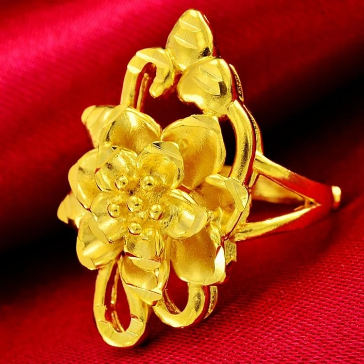 合金戒指 时尚水仙戒指女款高级感金色可调节戒指结婚新娘指环