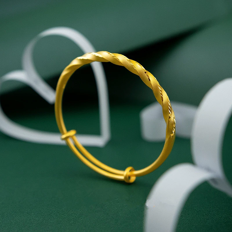 合金手镯 时尚手工扭花纹手镯复古百搭古法手环麻花镯子首饰品