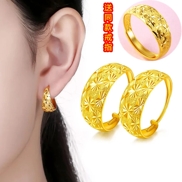 铜合金耳饰 时尚耳圈金色耳环圈圈气质女款复古耳环送妈妈首饰品