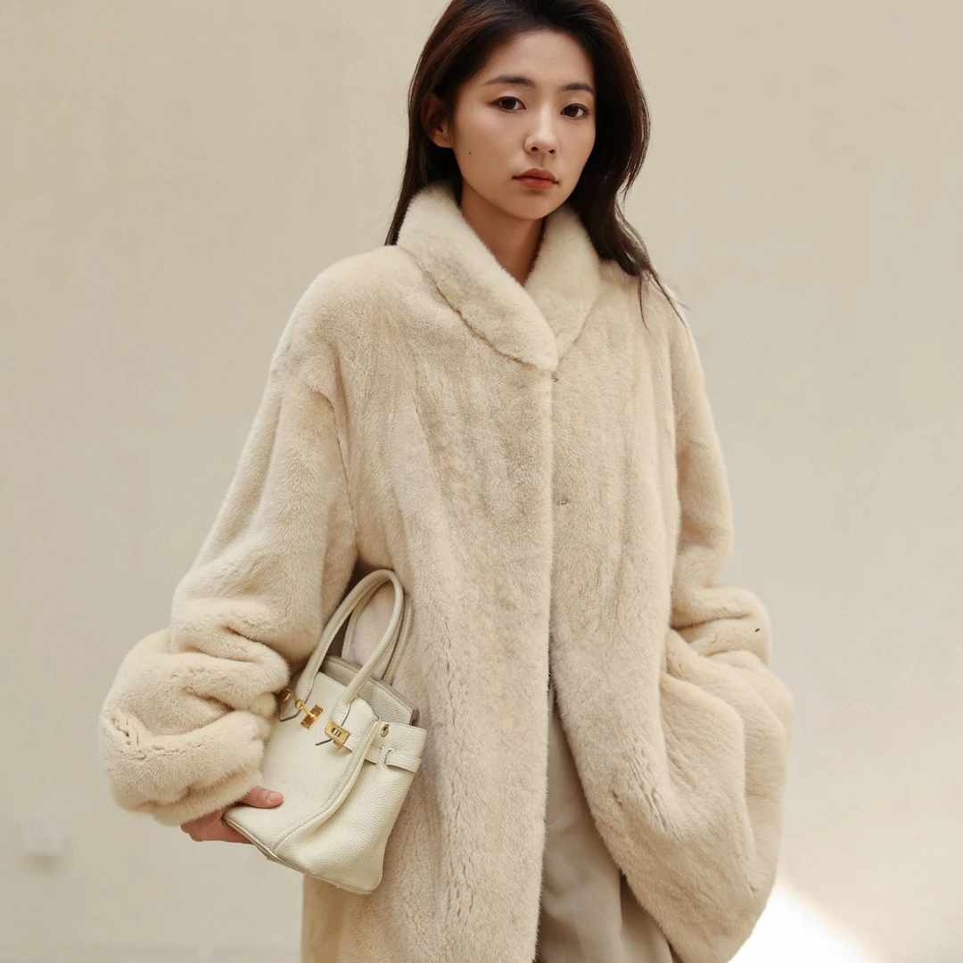 【齐齐专属】冬季极简风立领小母貂双紫标丹麦整貂皮草大衣F17