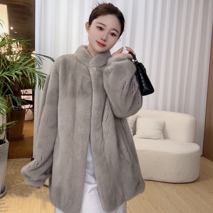 【板娘推荐】冬季极简风立领小母貂F17双紫标丹麦整貂皮草大衣