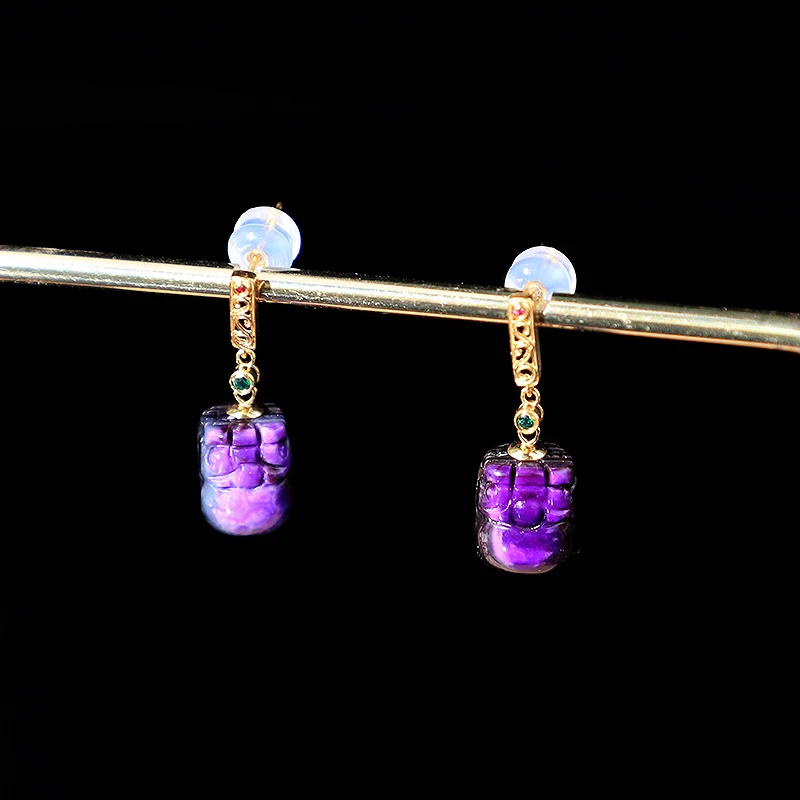 南非舒俱来 18K金 丝绒料 舒俱来貔貅耳钉 尺寸约10X8X7mm+